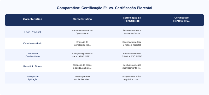 Diagrama técnico: Certificação E1 e Florestal: Entenda a Diferença em Painéis de Madeira