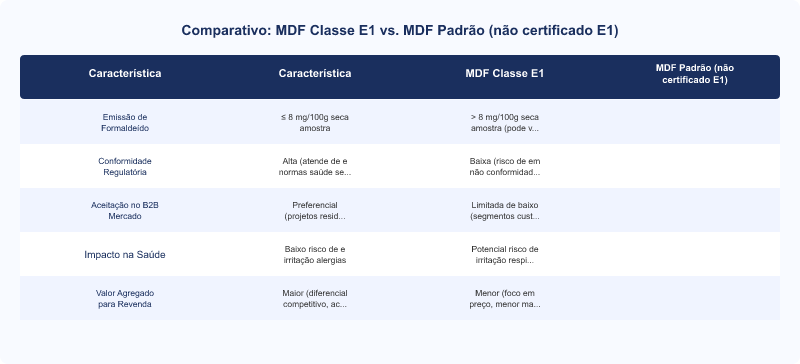 Diagrama técnico: Certificação E1 em MDF: Impacto Crucial na Política Comercial B2B