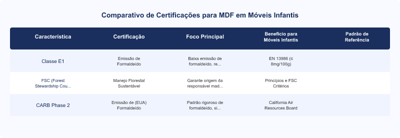 Diagrama técnico: MDF para Móveis Infantis: Certificações E1 e FSC são Essenciais