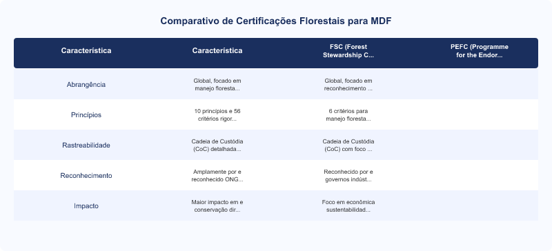 Fabricantes de MDF no Brasil com Certificação FSC ou PEFC