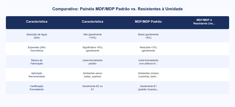 Diagrama técnico: Guararapes: Painéis MDF e MDP Resistentes à Umidade com Certificação E1