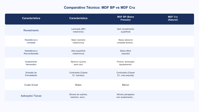 MDF BP vs MDF Cru: Durabilidade e Aplicações Técnicas em Caixaria