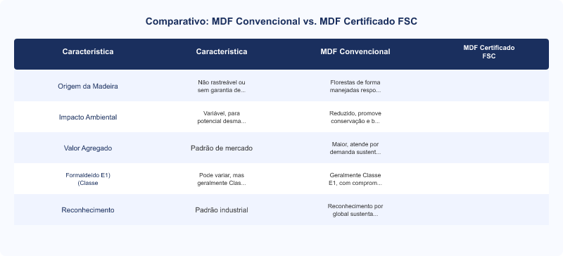 Diagrama técnico: MDF Certificado FSC: Sustentabilidade e Qualidade para Marcenaria de Alto Padrão