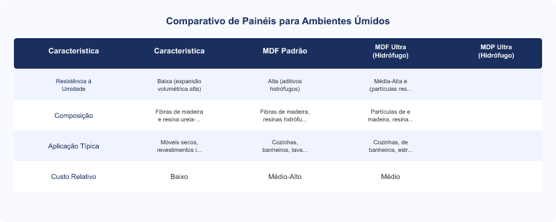 Diagrama técnico: MDF em Cozinhas: Resistência à Umidade e Painéis Específicos E1