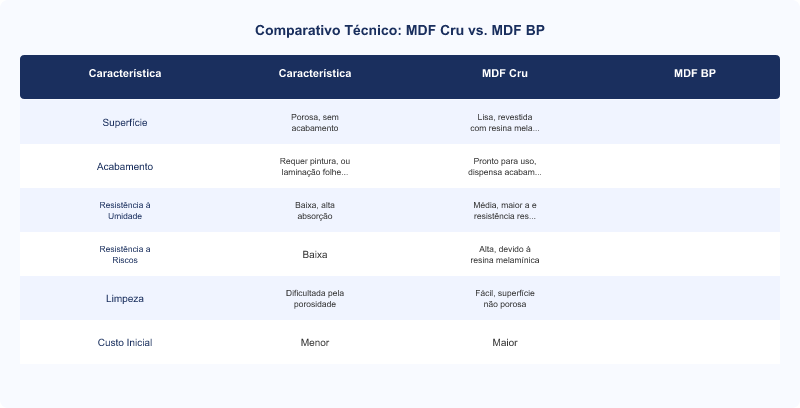 MDF Cru vs. MDF BP: Diferenças Técnicas e Aplicações Ideais
