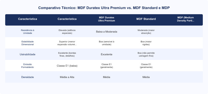 MDF Duratex Ultra Premium: Análise Técnica de Custo-Benefício e Especificações