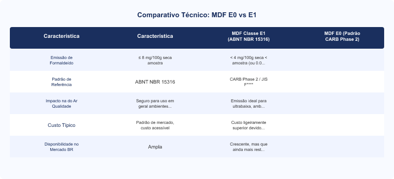 MDF E0 vs E1: Sustentabilidade e Emissão de Formaldeído Conforme ABNT