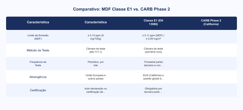 MDF E1 vs. CARB Phase 2: Diferenças Cruciais em Formaldeído