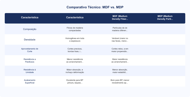 MDF vs. MDP: Diferenças no Aproveitamento de Corte e Desempenho