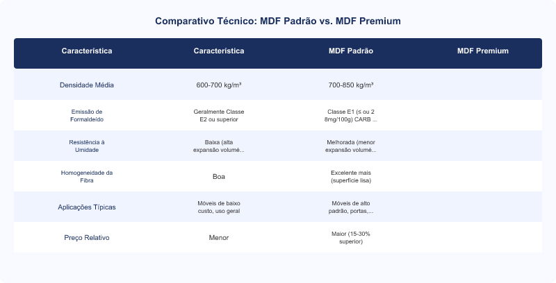 MDF Padrão vs. Premium: Análise Técnica de Custo-Benefício e Aplicação