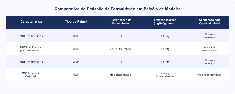MDF em Quarto de Bebê: Segurança e Formaldeído Classe E1 ABNT