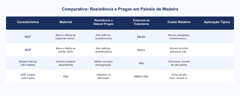 MDF e Resistência a Cupins e Pragas: Análise Técnica e Soluções