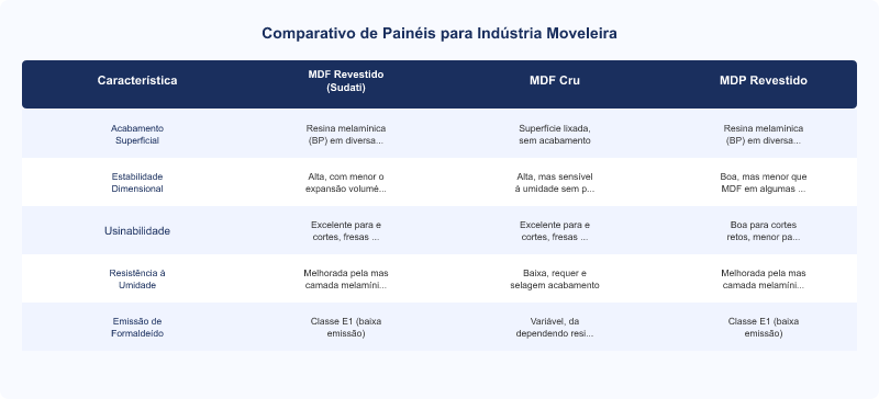 Diagrama técnico: MDF Revestido Sudati: Design e Conformidade para Indústria Moveleira