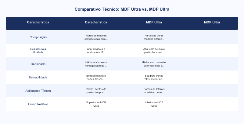 MDF Ultra e MDP Ultra: Diferenças na Resistência à Umidade e Aplicações
