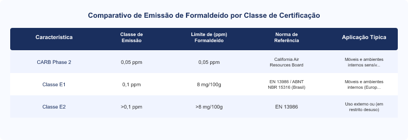 Diagrama técnico: MDF Ultra Premium: Compatibilidade e Certificação CARB Phase 2