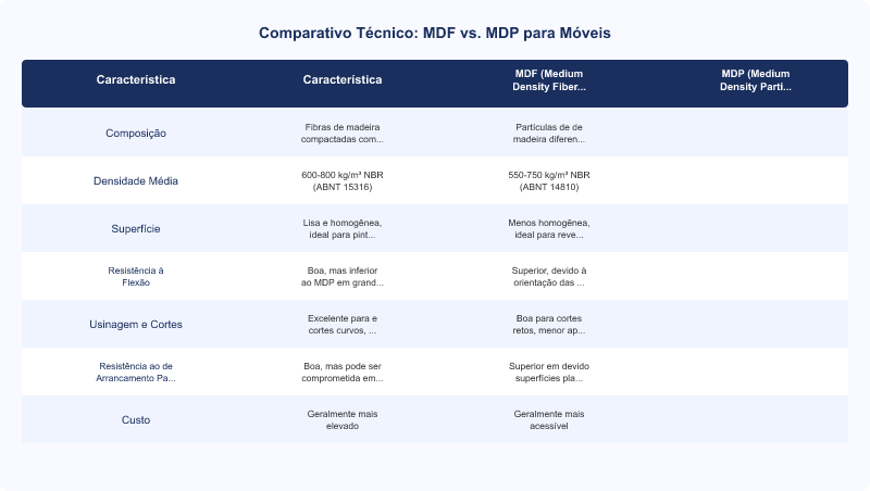 MDF vs. MDP para Móveis de Alto Padrão: Guia Técnico e Aplicações