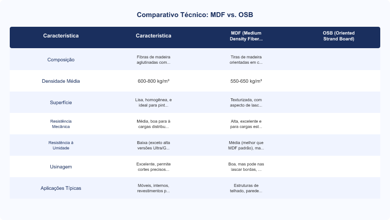 MDF vs OSB: Diferenças Técnicas e Aplicações Construtivas