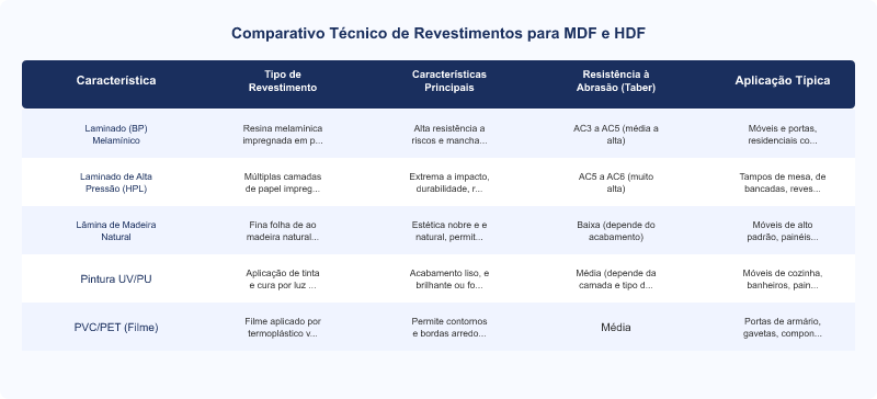 Revestimentos para MDF e HDF: Tipos, Características e Aplicações Técnicas