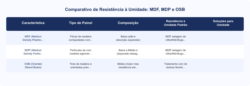 Diagrama técnico: Umidade e MDF: Impacto na Durabilidade e Soluções Técnicas